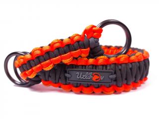 Stahovací obojek paracord HARVEY NEON BLACK oranžový  šířka 3 nebo 4 cm | černé dvojité kroužky šířka: 3 cm, obvod hlavy (velikost nelze měnit): 45…