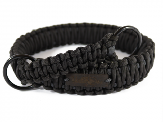 Stahovací obojek paracord KLASIK BLACK černý  šířka 3 nebo 4 cm | černé kroužky šířka: 3 cm, reflexní provedení: ano, obvod hlavy (velikost nelze…