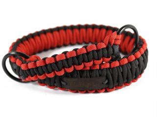 Stahovací obojek paracord KLASIK BLACK červený  šířka 3 nebo 4 cm | černé kroužky šířka: 3 cm, reflexní provedení: ano, obvod hlavy (velikost nelze…