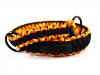 Stahovací obojek paracord KLASIK NEON BLACK žlutooranžový  šířka 3 nebo 4 cm | černé kroužky šířka: 3 cm, reflexní provedení: ne, obvod hlavy…