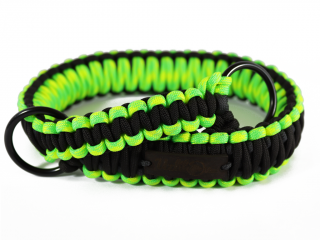 Stahovací obojek paracord KLASIK NEON BLACK žlutozelený  šířka 3 nebo 4 cm | černé kroužky šířka: 3 cm, reflexní provedení: ano, obvod hlavy (velikost…