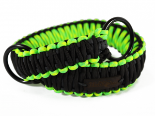 Stahovací obojek paracord KLASIK NEON BLACK žlutozelený  šířka 3 nebo 4 cm | černé kroužky šířka: 4 cm, reflexní provedení: ano, obvod hlavy (velikost…