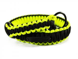 Stahovací obojek paracord KLASIK NEON BLACK žlutý  šířka 3 nebo 4 cm | černé kroužky šířka: 3 cm, reflexní provedení: ano, obvod hlavy (velikost nelze…