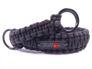 Stahovací obojek paracord TWIST BLACK černý  šířka 3 nebo 4 cm | černé dvojité kroužky šířka: 3 cm, obvod hlavy (velikost nelze měnit): 41 cm, použitý…