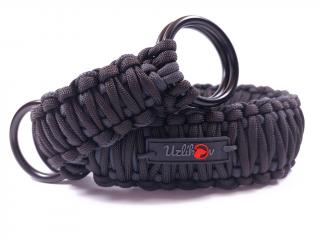 Stahovací obojek paracord TWIST BLACK černý  šířka 3 nebo 4 cm | černé dvojité kroužky šířka: 4 cm, obvod hlavy (velikost nelze měnit): 40 cm, použitý…