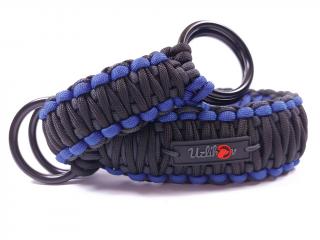 Stahovací obojek paracord TWIST BLACK modrý  šířka 3 nebo 4 cm | černé dvojité kroužky šířka: 4 cm, obvod hlavy (velikost nelze měnit): 58 cm, použitý…