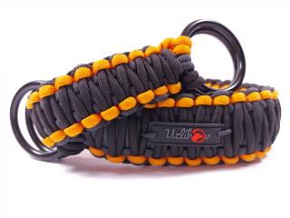 Stahovací obojek paracord TWIST BLACK oranžový  šířka 3 nebo 4 cm | černé dvojité kroužky šířka: 4 cm, obvod hlavy (velikost nelze měnit): 40 cm,…