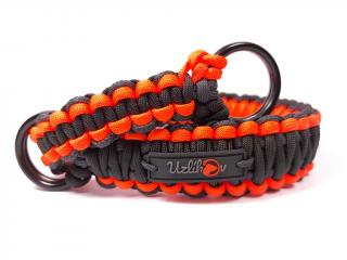 Stahovací obojek paracord TWIST NEON BLACK oranžový  šířka 3 nebo 4 cm | černé dvojité kroužky šířka: 3 cm, obvod hlavy (velikost nelze měnit): 42 cm,…