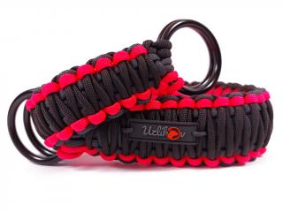 Stahovací obojek paracord TWIST NEON BLACK růžový  šířka 3 nebo 4 cm | černé dvojité kroužky šířka: 4 cm, obvod hlavy (velikost nelze měnit): 40 cm,…