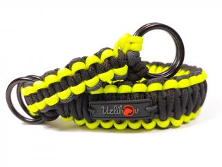 Stahovací obojek paracord TWIST NEON BLACK žlutý  šířka 3 nebo 4 cm | černé dvojité kroužky šířka: 3 cm, obvod hlavy (velikost nelze měnit): 43 cm,…