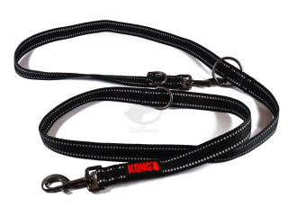 Vodítko nylon 200 cm přepínací KONG REFLEX černé  klasické černé karabiny | pro psy do cca 40 kg