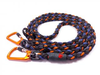 Vodítko paracord 220 cm přepínací HARVEY BLACK modré  pro psy do cca 100 kg | duralové šroubovací oranžové karabiny použitý paracord: normální