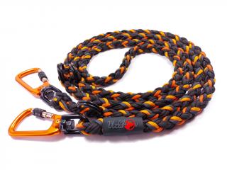 Vodítko paracord 220 cm přepínací HARVEY BLACK oranžové  pro psy do cca 100 kg | duralové šroubovací oranžové karabiny použitý paracord: normální