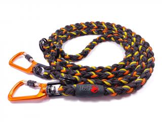 Vodítko paracord 220 cm přepínací HARVEY BLACK žluté  pro psy do cca 100 kg | duralové šroubovací oranžové karabiny použitý paracord: normální