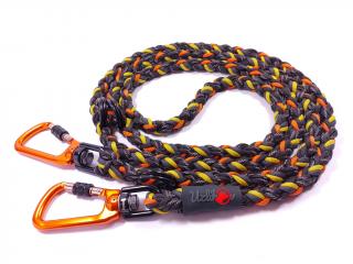 Vodítko paracord 220 cm přepínací HARVEY BLACK žluté  pro psy do cca 100 kg | duralové šroubovací oranžové karabiny použitý paracord: reflexní