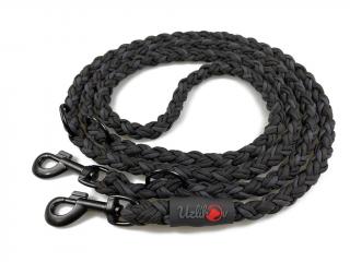 Vodítko paracord 220 cm přepínací KLASIK BLACK černé  pro psy do cca 40 kg | klasické černé karabiny použitý paracord: normální