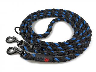 Vodítko paracord 220 cm přepínací KLASIK BLACK světle modré  pro psy do cca 40 kg | klasické černé karabiny použitý paracord: normální