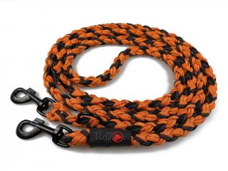 Vodítko paracord 220 cm přepínací KLASIK COLOR tmavě oranžové  pro psy do cca 40 kg | klasické černé karabiny