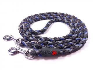 Vodítko paracord 220 cm přepínací KLASIK GREY modré  klasické chromované karabiny | pro psy do cca 40 kg