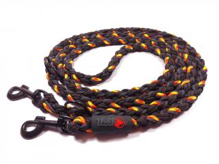 Vodítko paracord 220 cm přepínací KLASIK NEON BLACK žlutooranžové  pro psy do cca 40 kg | klasické černé karabiny použitý paracord: normální