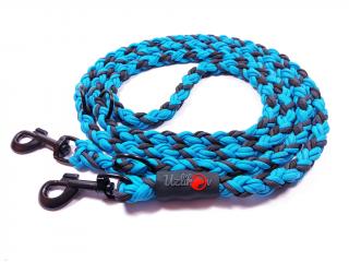 Vodítko paracord 220 cm přepínací KLASIK NEON COLOR modré  pro psy do cca 40 kg | klasické černé karabiny