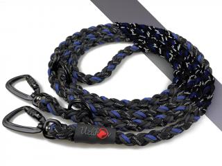Vodítko paracord 220 cm přepínací TWIST BLACK modré  pro psy do cca 50 kg | duralové twist-lock černé karabiny použitý paracord: reflexní