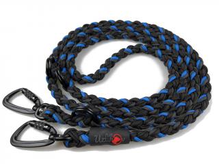 Vodítko paracord 220 cm přepínací TWIST BLACK světle modré  pro psy do cca 50 kg | duralové twist-lock černé karabiny použitý paracord: normální