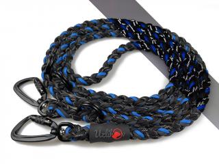 Vodítko paracord 220 cm přepínací TWIST BLACK světle modré  pro psy do cca 50 kg | duralové twist-lock černé karabiny použitý paracord: reflexní