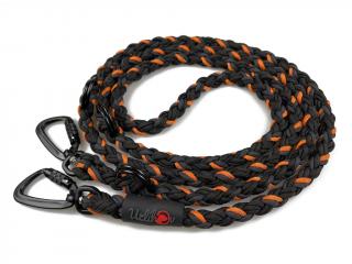 Vodítko paracord 220 cm přepínací TWIST BLACK tmavě oranžové  pro psy do cca 50 kg | duralové twist-lock černé karabiny použitý paracord: normální