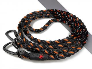 Vodítko paracord 220 cm přepínací TWIST BLACK tmavě oranžové  pro psy do cca 50 kg | duralové twist-lock černé karabiny použitý paracord: reflexní