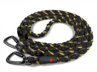 Vodítko paracord 220 cm přepínací TWIST BLACK žluté  pro psy do cca 50 kg | duralové twist-lock černé karabiny použitý paracord: normální