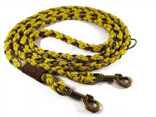 VÝPRODEJ Vodítko paracord 220 cm přepínací KLASIK COLOR CHOCO žluté verze 2020  klasické staromosazné karabiny | pro psy do cca 40 kg