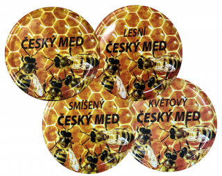 Víčko včelky na plástu - Český med TO82 MIX Množství: 3 krabice (1500ks)