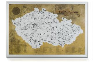 Stírací mapa ČR 60x90cm - stříbrná