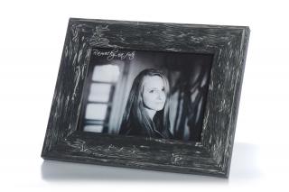 VESUV Fotorámeček dřevěný - černostříbrný na fotky: 15x21cm, zasklení: Sklo