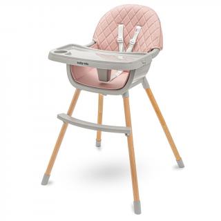 Baby Mix Jídelní židlička Freja wooden, dusty pink