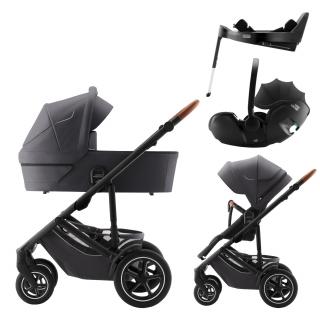 Britax Römer Set kočárek Smile 5Z + hluboká korba + autosedačka Baby-Safe PRO + Vario Base 5Z Classic, Midnight Grey
