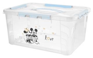 Domácí úložný box velký  Mickey & Minnie , Matná modrá