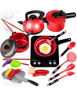 Kinderplay dětská sada nádobí pro dětské kuchyňky, různé barvy Barevná varianta: červená