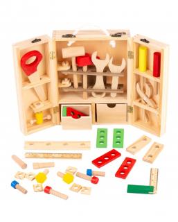 Kinderplay dřevěný box s nářadím pro děti, 38ks