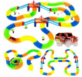 Kinderplay flexibilní autodráha s podsvícením, 360 dílů (5m)