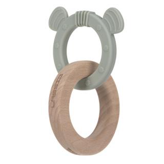 Lässig kousátko Teether Ring 2in1 Wood/Silikone Little Chums cat