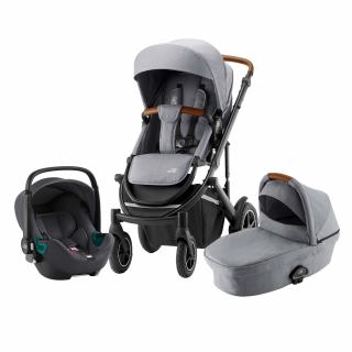 Set kočárek BRITAX Smile III + hluboká korba + autosedačka Baby Safe iSense, Frost Grey/Brown