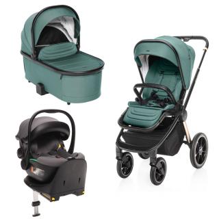 ZOPA Set kočárek Move Cross 3 + hluboká korba  Move XL 3 + autosedačka + báze, Antique Green/Gold