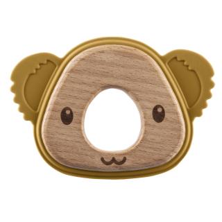 ZOPA Silikonové dřevěné kousátko Koala, Mustard Yellow