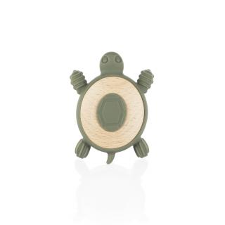 ZOPA Silikonové dřevěné kousátko Turtle, Forest Green