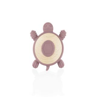 ZOPA Silikonové dřevěné kousátko Turtle, Old Pink