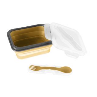 ZOPA Silikonový svačinový box s příborem malý, Mustard Yellow