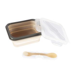 ZOPA Silikonový svačinový box s příborem malý, Sand Beige