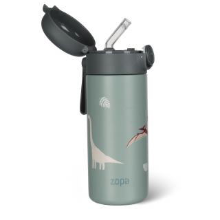 ZOPA Termoska na tekutiny s brčkem a silikonovým držákem 350 ml, Dino